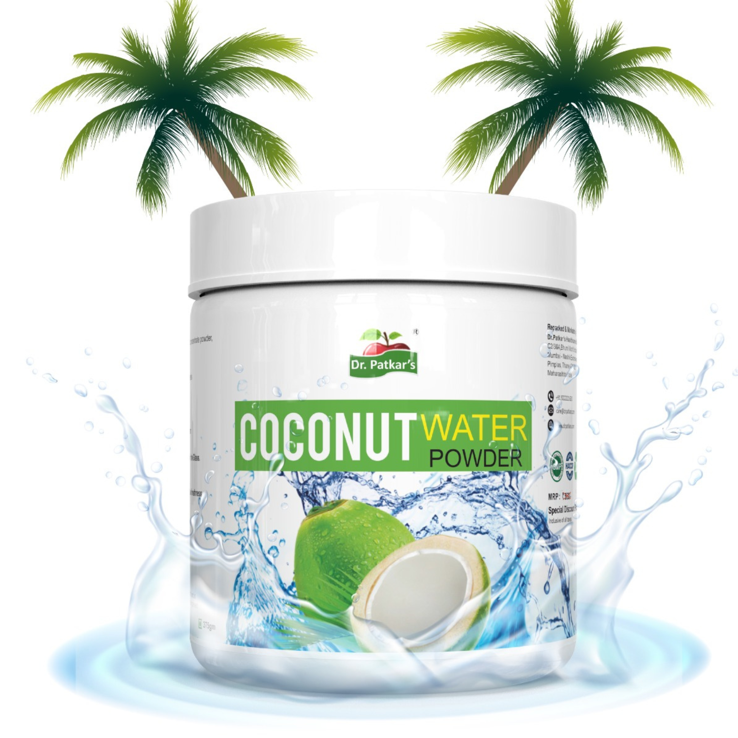 Dr.Patkar's Tender Coconut Water Powder, 375g |Raw| Vegan| Refreshing & Re-Hydrating | Natural Energy Booster
